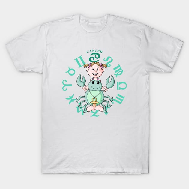 Baby Girl Zodiac Cancer T-Shirt by robobur